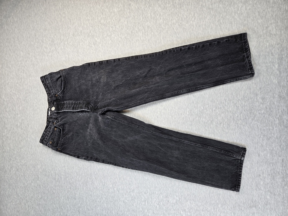 Zara Jeans Womens 6 Black High Rise Straight Leg Washed Denim Casual 28x33